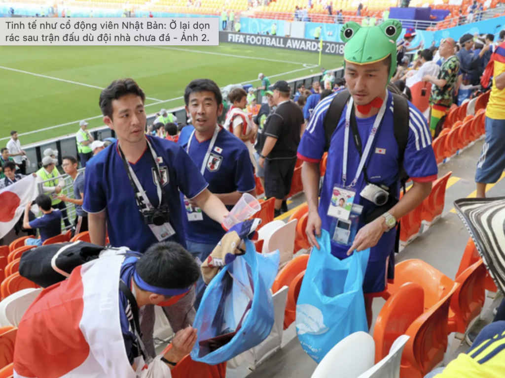 Người hâm mộ Nhật Bản đã khiến Qatar choáng váng khi dọn sạch một sân vận động World Cup trong một trận đấu mà đất nước của họ thậm chí không tham gia