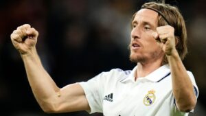 Luka Modric của Real Madrid ăn mừng sau khi ghi bàn