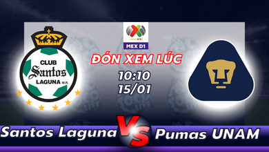 Lịch thi đấu Santos Laguna vs Pumas UNAM 10h10 ngày 15/01