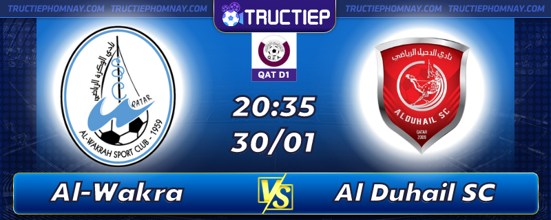 Lịch thi đấu Al-Wakra vs Al Duhail SC 20h35 ngày 30/01