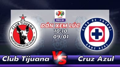 Lịch thi đấu Club Tijuana vs Cruz Azul 10h10 ngày 09/01