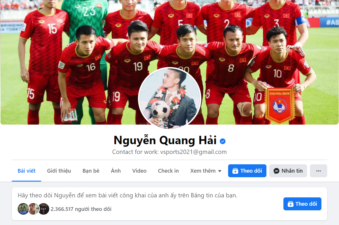 Cầu thủ Việt nhiều follower