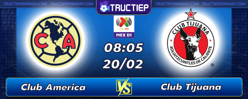 Lịch thi đấu, dự đoán kết quả Club America vs Tijuana 08h05 ngày 20/02