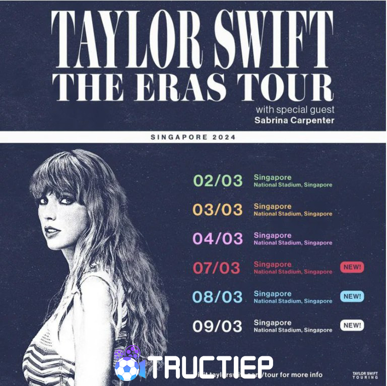 Taylor Swift mở thêm 3 đêm công diễn tại Singapore